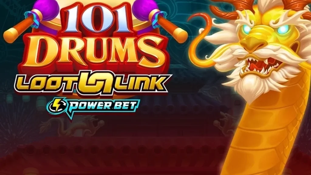 Tampilan visual permainan slot 101 Drums dengan latar belakang yang dinamis