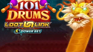 Tampilan visual permainan slot 101 Drums dengan latar belakang yang dinamis