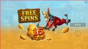 Tampilan visual slot Dyna Mule dengan tema pertambangan dan elemen mekanis