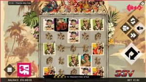 Tampilan visual slot Piranha Bite Club dengan tema tropis dan retro